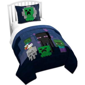 imageJay Franco Minecraft Bad Night Twin Quilt ampamp Sham Set  Super Soft Kids Bedding Features Creeper ampamp Enderman  Fade Resistant Microfiber Official Minecraft ProductMulticolor