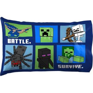 imageJay Franco Minecraft Explore Create Battle Survive 1 Single Pillowcase  DoubleSided Kids Super Soft  Bedding Features Creeper Enderman Zombie ampamp Skeleton