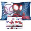 imageJay Franco Blippi ampamp Meekah Trucks Full Comforter Set  7 Piece Blue Bedding Sheet Set ampamp Pillow Covers  Super Soft Microfiber Bed SetBlue  Spidey  Friends