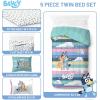 imageJay Franco Bluey Twin Size Comforter Set  5 Piece Bedding Includes Sheet Set ampamp Pillow Covers  Super Soft Cozy Striped Bedding
