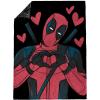 imageJay Franco Marvel Deadpool Hearts Plush Throw Blanket  Measures 50 x 70 inches  Super Soft Lightweight Fleece Bedding Red and Black