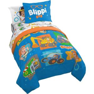 imageJay Franco Blippi ampamp Meekah Trucks Full Comforter Set  7 Piece Blue Bedding Sheet Set ampamp Pillow Covers  Super Soft Microfiber Bed SetBlue  Blippi
