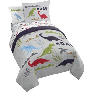 imageJay Franco Blippi ampamp Meekah Trucks Full Comforter Set  7 Piece Blue Bedding Sheet Set ampamp Pillow Covers  Super Soft Microfiber Bed SetGray  Dinosaur