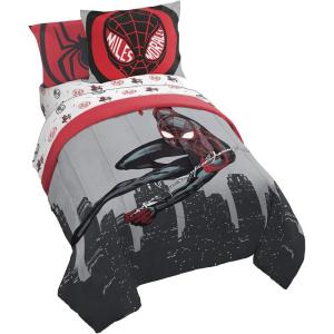 imageJay Franco Blippi ampamp Meekah Trucks Full Comforter Set  7 Piece Blue Bedding Sheet Set ampamp Pillow Covers  Super Soft Microfiber Bed SetGray  Miles Morales