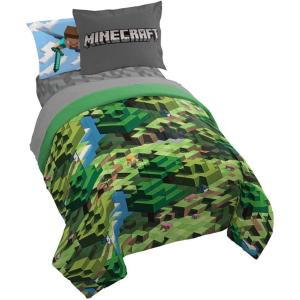 imageJay Franco Blippi ampamp Meekah Trucks Full Comforter Set  7 Piece Blue Bedding Sheet Set ampamp Pillow Covers  Super Soft Microfiber Bed SetGreen  Minecraft