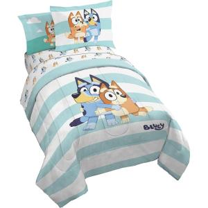 imageJay Franco Blippi ampamp Meekah Trucks Full Comforter Set  7 Piece Blue Bedding Sheet Set ampamp Pillow Covers  Super Soft Microfiber Bed SetMulti  Bluey