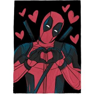 imageJay Franco Marvel Deadpool Hearts Plush Throw Blanket  Measures 50 x 70 inches  Super Soft Lightweight Fleece Bedding Red and Black