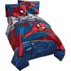 imageJay Franco Avengers Blue Circle and Spiderman Burst 8 Piece Twin Bed Set Bundle