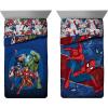 imageJay Franco Avengers Blue Circle and Spiderman Burst 8 Piece Twin Bed Set Bundle