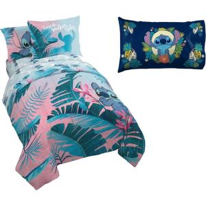 imageJay Franco Lilo and Stitch Floral Fun Full Bed Set and Hawaii Garden Pillowcase Bundle