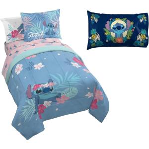 imageJay Franco Lilo and Stitch Paradise Dream Queen Bed Set and Hawaii Garden Pillowcase Bundle
