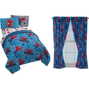 imageJay Franco Marvel Spiderman Spidey Faces Full Bed Set and Spidey Daze Drapes Bundle