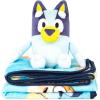 imageJay Franco Bluey Plush Mini Pillow Buddy ampamp 40 x 50 Inch Travel Throw Set  Kids Super Soft 2 Piece Blanket Set