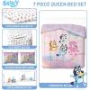 imageJay Franco Bluey Queen Size Comforter Set  7 Piece Bedding Includes Sheet Set ampamp Pillow Covers  Super Soft Cozy Pink Bedding