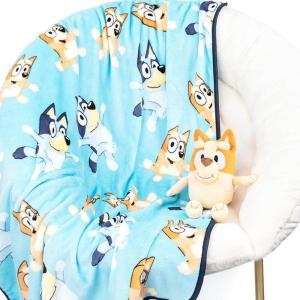 imageJay Franco Bingo Plush Mini Pillow Buddy ampamp 40 x 50 Inch Travel Throw Set  Kids Super Soft 2 Piece Bluey Blanket Set