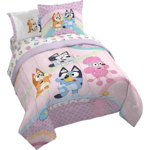 imageJay Franco Bluey Queen Size Comforter Set  7 Piece Bedding Includes Sheet Set ampamp Pillow Covers  Super Soft Cozy Pink Bedding