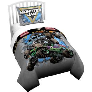 imageJay Franco Duvet Cover Set  3 Piece Comforter Cover and Sham Set Super Soft Cozy Kids Bedding Insert Not Included Grey  Teenage Mutant Ninja Turtles TwinGrey  Monster Jam