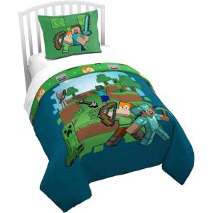 imageJay Franco Duvet Cover Set  3 Piece Comforter Cover and Sham Set Super Soft Cozy Kids Bedding Insert Not Included Grey  Teenage Mutant Ninja Turtles TwinBlue  Minecraft