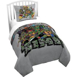 imageJay Franco Duvet Cover Set  3 Piece Comforter Cover and Sham Set Super Soft Cozy Kids Bedding Insert Not Included Grey  Teenage Mutant Ninja Turtles TwinGrey  Teenage Mutant Ninja Turtles