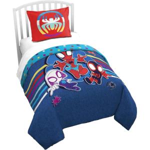 imageJay Franco Duvet Cover Set  3 Piece Comforter Cover and Sham Set Super Soft Cozy Kids Bedding Insert Not Included Grey  Teenage Mutant Ninja Turtles TwinBlue  Spidey  Friends
