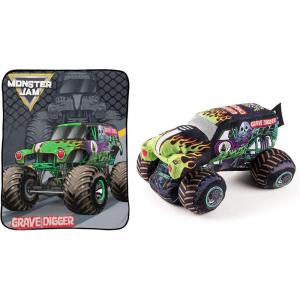 imageJay Franco Monster Jam Grave Digger Stuffed Pillow Buddy and Throw Blanket Bundle