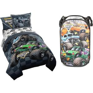 imageJay Franco Monster Jam Slah Twin Bed Set and Break Out Pop Up Hamper Bundle