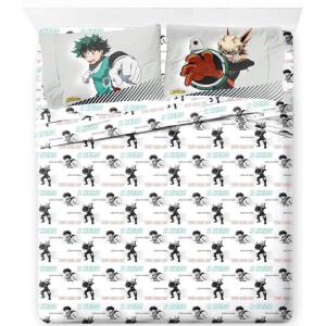 imageJay Franco My Hero Academia Queen Size Sheet Set  Super Soft 4 Piece Bedding Set  Anime Microfiber Sheets Includes Reversible Pillow Covers