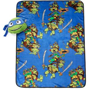 imageJay Franco Nickelodeon Teenage Mutant Ninja Turtles Mutant Mayhem Donatello Nogginz Set  40 x 50 Inch Blanket ampamp Plush Pillow Set Kids Super Soft 2 Piece SetBlue  Leonardo