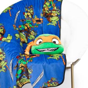 imageJay Franco Nickelodeon Teenage Mutant Ninja Turtles Mutant Mayhem Donatello Nogginz Set  40 x 50 Inch Blanket ampamp Plush Pillow Set Kids Super Soft 2 Piece SetOrange  Michaelangelo