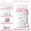 imageDisney Aristocats Marie Twin Size Satin Comforter Set  5 Piece Bedding Includes Sheet Set ampamp Pillow Covers  Super Soft Silky Cozy Bedding