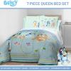 imageJay Franco Bluey Queen Size Comforter Set  7 Piece Bedding Includes Sheet Set ampamp Pillow Covers  Super Soft Cozy Light Blue Bedding