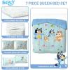 imageJay Franco Bluey Queen Size Comforter Set  7 Piece Bedding Includes Sheet Set ampamp Pillow Covers  Super Soft Cozy Light Blue Bedding