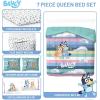 imageJay Franco Bluey Queen Size Comforter Set  7 Piece Bedding Includes Sheet Set ampamp Pillow Covers  Super Soft Cozy Striped Bedding