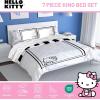 imageJay Franco Sanrio Hello Kitty King Size Comforter Set 7 Piece Black ampamp White Bedding Includes Sheet Set ampamp Pillow Covers  Super Soft Cozy Kawaii Bedding