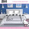imageJay Franco Sanrio Hello Kitty King Size Comforter Set 7 Piece Black ampamp White Bedding Includes Sheet Set ampamp Pillow Covers  Super Soft Cozy Kawaii Bedding
