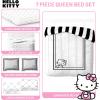 imageJay Franco Sanrio Hello Kitty Queen Size Comforter Set 7 Piece Black ampamp White Bedding Includes Sheet Set ampamp Pillow Covers  Super Soft Cozy Kawaii Bedding