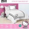 imageJay Franco Sanrio Hello Kitty Twin Size Comforter Set 5 Piece Black ampamp White Bedding Includes Sheet Set ampamp Pillow Covers  Super Soft Cozy Kawaii Bedding