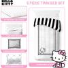 imageJay Franco Sanrio Hello Kitty Twin Size Comforter Set 5 Piece Black ampamp White Bedding Includes Sheet Set ampamp Pillow Covers  Super Soft Cozy Kawaii Bedding