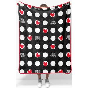 imageEmily in Paris Plush Throw Blanket  Measures 40 x 50 Inches  Black and White Polka Dot Super Soft Lightweight Fleece Bedding