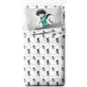 imageJay Franco My Hero Academia Twin Size Sheet Set  Super Soft 3 Piece Bedding Set  Anime Microfiber Sheets Includes Reversible Pillow Covers