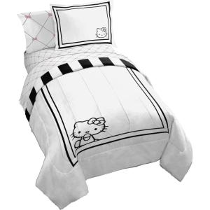 imageJay Franco Sanrio Hello Kitty Full Size Comforter Set 7 Piece Black ampamp White Bedding Includes Sheet Set ampamp Pillow Covers  Super Soft Cozy Kawaii Bedding