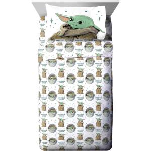 imageJay Franco Star Wars The Mandalorian Curious Child Twin Sheet Set  3 Piece Set Super Soft and Cozy Kids Bedding Features The Child Baby Yoda  Fade Resistant Microfiber SheetsWhite  Mandalorian
