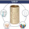 imageHarry Potter Bathroom Soap Dispenser Set  2 Piece Gold Hogwarts Crest Collection Includes Resin Lotion Pump and Tumbler Cup  Bathroom Dcor
