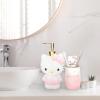 imageJay Franco Hello Kitty Organizer Set  4 Piece Pink Accessories Includes Resin Tumbler Soap Dispenser Soap Dish and Toothbrush Holder  Bathroom DcorPink  Hello Kitty