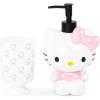 imageJay Franco Hello Kitty 2 Piece Bathroom Set  White ampamp Pink Soap Dispenser ampamp Tumbler Set  Kids Resin Bathroom Accessories