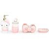 imageJay Franco Hello Kitty Organizer Set  4 Piece Pink Accessories Includes Resin Tumbler Soap Dispenser Soap Dish and Toothbrush Holder  Bathroom DcorPink  Hello Kitty