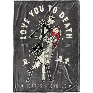 imageDisney Nightmare Before Christmas Hearts ampamp Skulls Throw Blanket  Measures 50 x 70 inches  Fade Resistant Super Soft Fleece Bedding Official Product