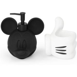 imageJay Franco Disney Mickey Mouse Bathroom Soap Dispenser Set  2 Piece White and Black Collection Includes Resin Lotion Pump and Tumbler Cup  Bathroom Dcor