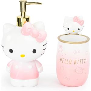 imageJay Franco Hello Kitty Tumbler and Soap Dispenser Set  2 Piece Pink Collection Includes Resin Lotion Pump and Cup  Bathroom Dcor