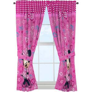 imageJay Franco Kids Window Drapes  4 Piece Curtain Set Includes 2 Tiebacks Beautiful Bedding Room Dcor and Easy Set Up Pink  Minnie Mouse 63 Inch